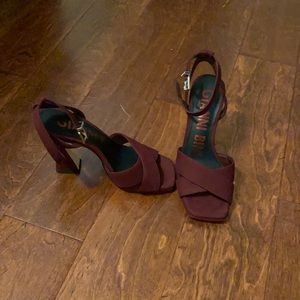 Maroon heel with ankle strap
